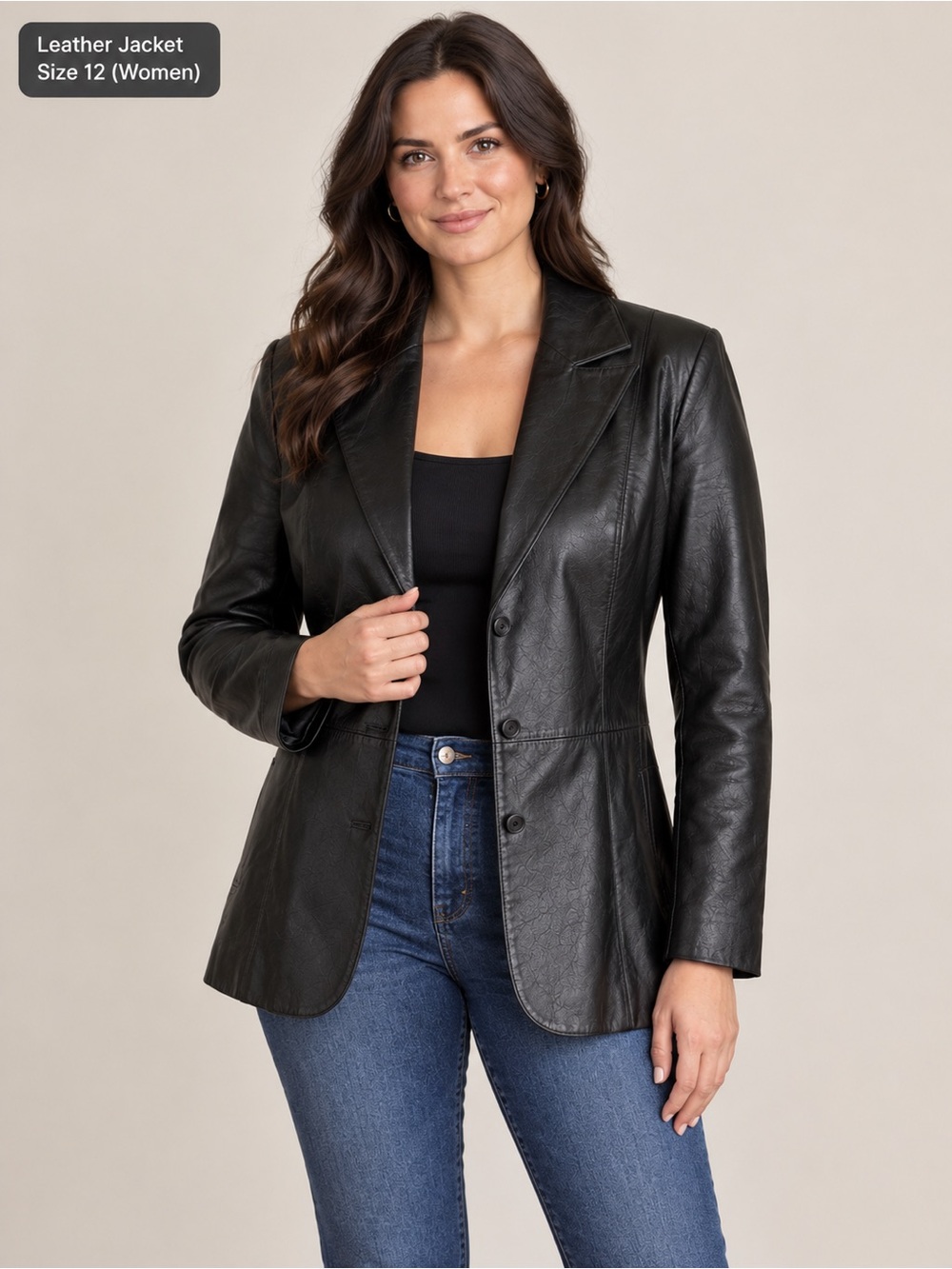 Vintage John Paul Richard 100% Genuine Leather Blazer Jacket Size 12
